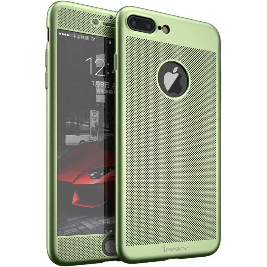 Husa de Protectie, Klevo, pentru Apple iPhone 7 Plus, Full Cover 360 Air cu Gauri si Folie de Protectie, Plastic, Verde