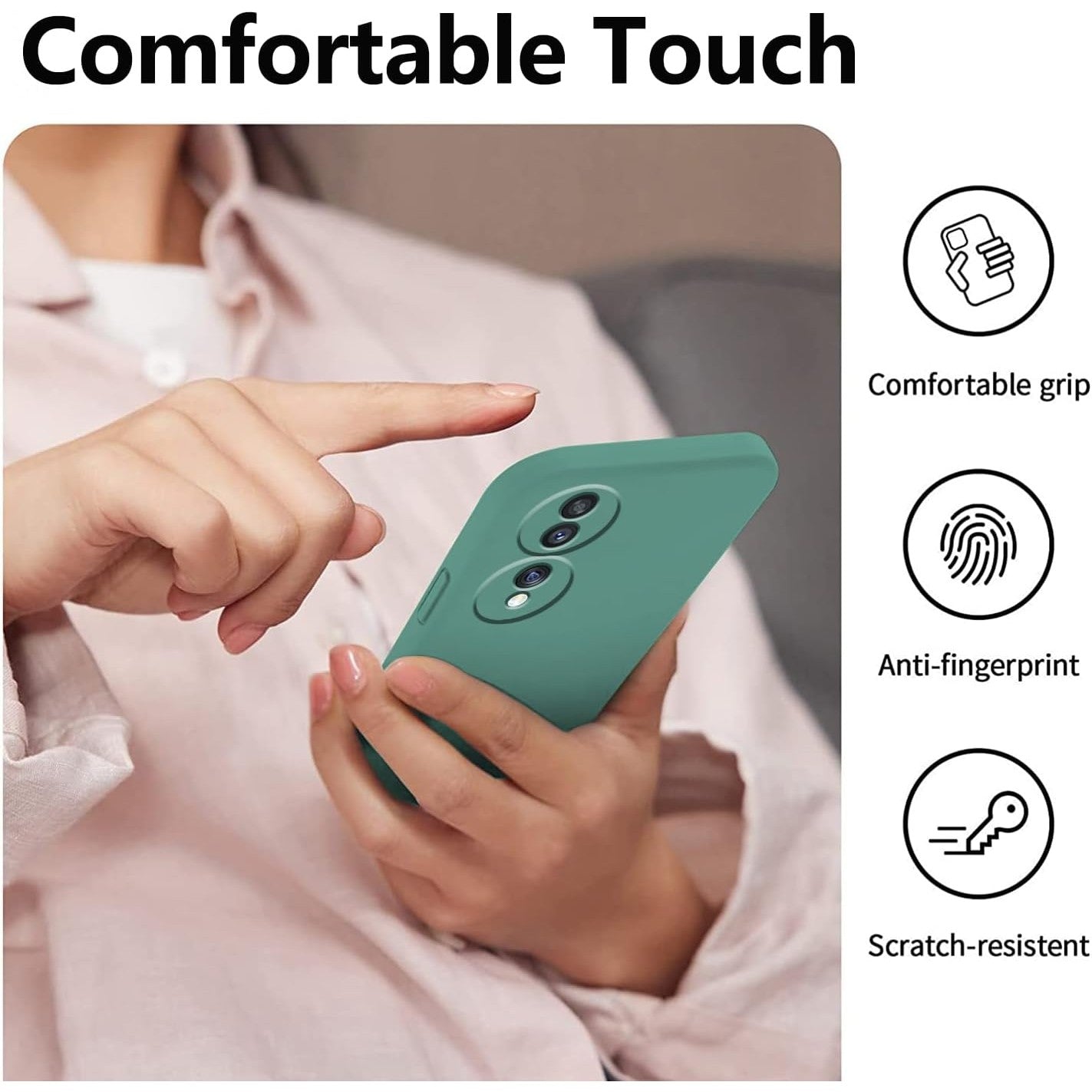 Husa de Protectie, Klevo, pentru Honor 70, Liquid Silicone, cu Microfibra pe Interior, Protectie Antisoc, Compatibil Incarcare Wireless, Verde