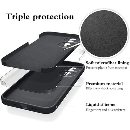 Husa de Protectie, Klevo, pentru Honor 70, Liquid Silicone, cu Microfibra pe Interior, Protectie Antisoc, Compatibil Incarcare Wireless, Negru