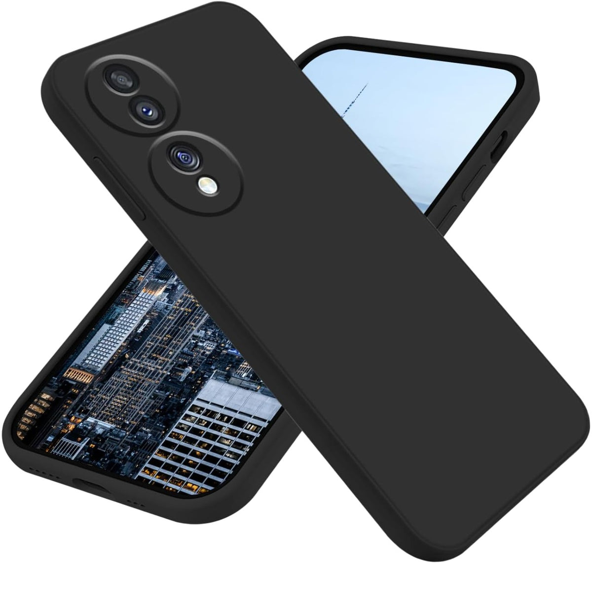 Husa de Protectie, Klevo, pentru Honor 70, Liquid Silicone, cu Microfibra pe Interior, Protectie Antisoc, Compatibil Incarcare Wireless, Negru