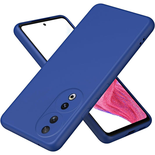 Husa de Protectie, Klevo, pentru Honor 90, Liquid Silicone, cu Microfibra pe Interior, Protectie Antisoc, Compatibil Incarcare Wireless, Albastru