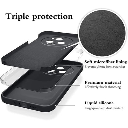 Husa de Protectie, Klevo, pentru Honor Magic 5 Pro, Liquid Silicone, cu Microfibra pe Interior, Protectie Antisoc, Compatibil Incarcare Wireless, Negru