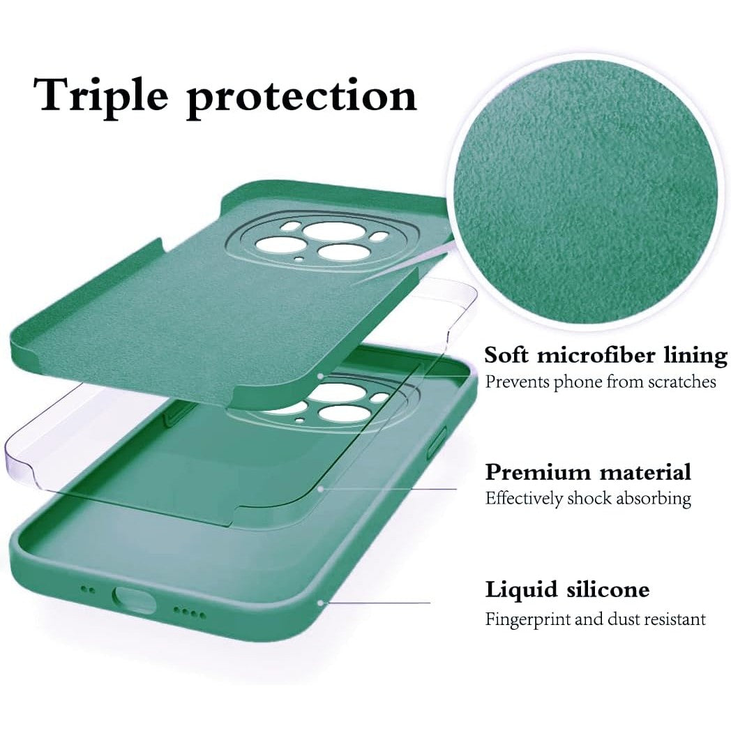 Husa de Protectie, Klevo, pentru Honor Magic 6 Pro, Liquid Silicone, cu Microfibra pe Interior, Protectie Antisoc, Compatibil Incarcare Wireless, Verde