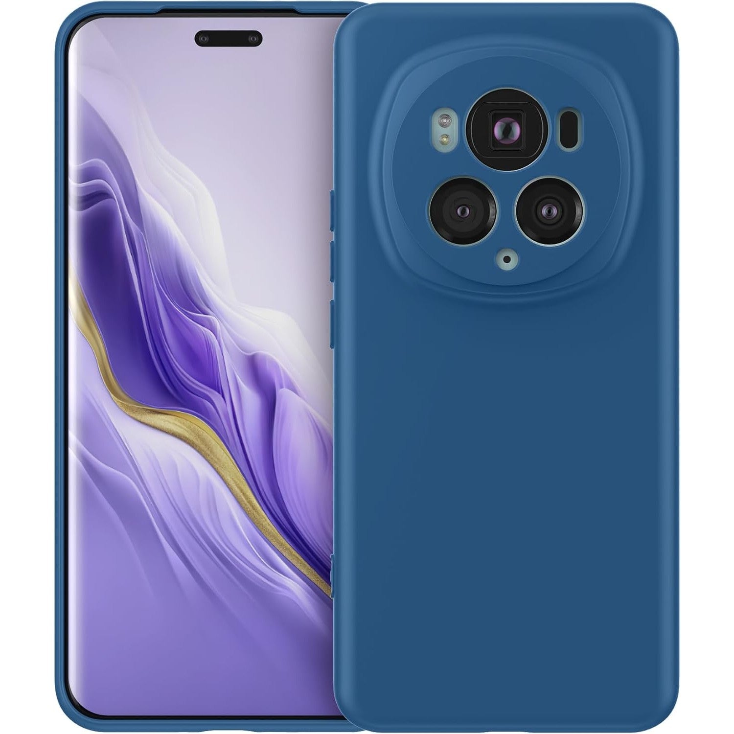 Husa de Protectie, Klevo, pentru Honor Magic 6 Pro, Liquid Silicone, cu Microfibra pe Interior, Protectie Antisoc, Compatibil Incarcare Wireless, Albastru