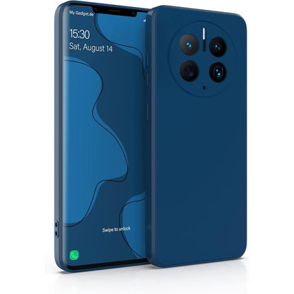 Husa de Protectie, Klevo, pentru Huawei Mate 50 Pro, Liquid Silicone, cu Microfibra pe Interior, Protectie Antisoc, Compatibil Incarcare Wireless, Albastru