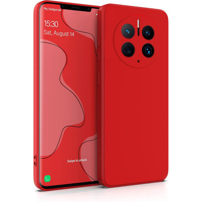 Husa de Protectie, Klevo, pentru Huawei Mate 50 Pro, Liquid Silicone, cu Microfibra pe Interior, Protectie Antisoc, Compatibil Incarcare Wireless, Rosu