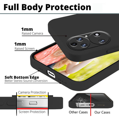 Husa de Protectie, Klevo, pentru Huawei P50 Pro, Liquid Silicone, cu Microfibra pe Interior, Protectie Antisoc, Compatibil Incarcare Wireless, Negru