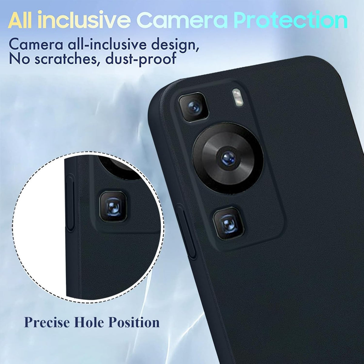 Husa de Protectie, Klevo, pentru Huawei P60 Pro, Liquid Silicone, cu Microfibra pe Interior, Protectie Antisoc, Compatibil Incarcare Wireless, Negru