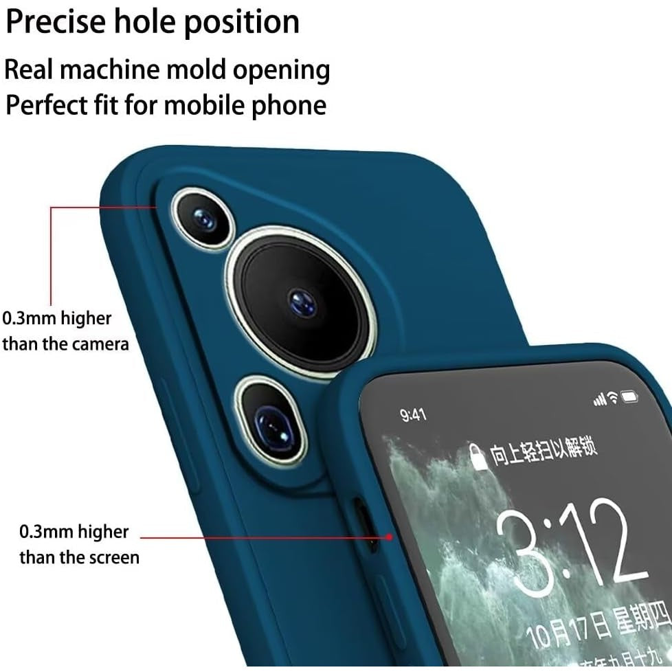 Husa de Protectie, Klevo, pentru Huawei Pura 70 Pro, Liquid Silicone, cu Microfibra pe Interior, Protectie Antisoc, Compatibil Incarcare Wireless, Albastru