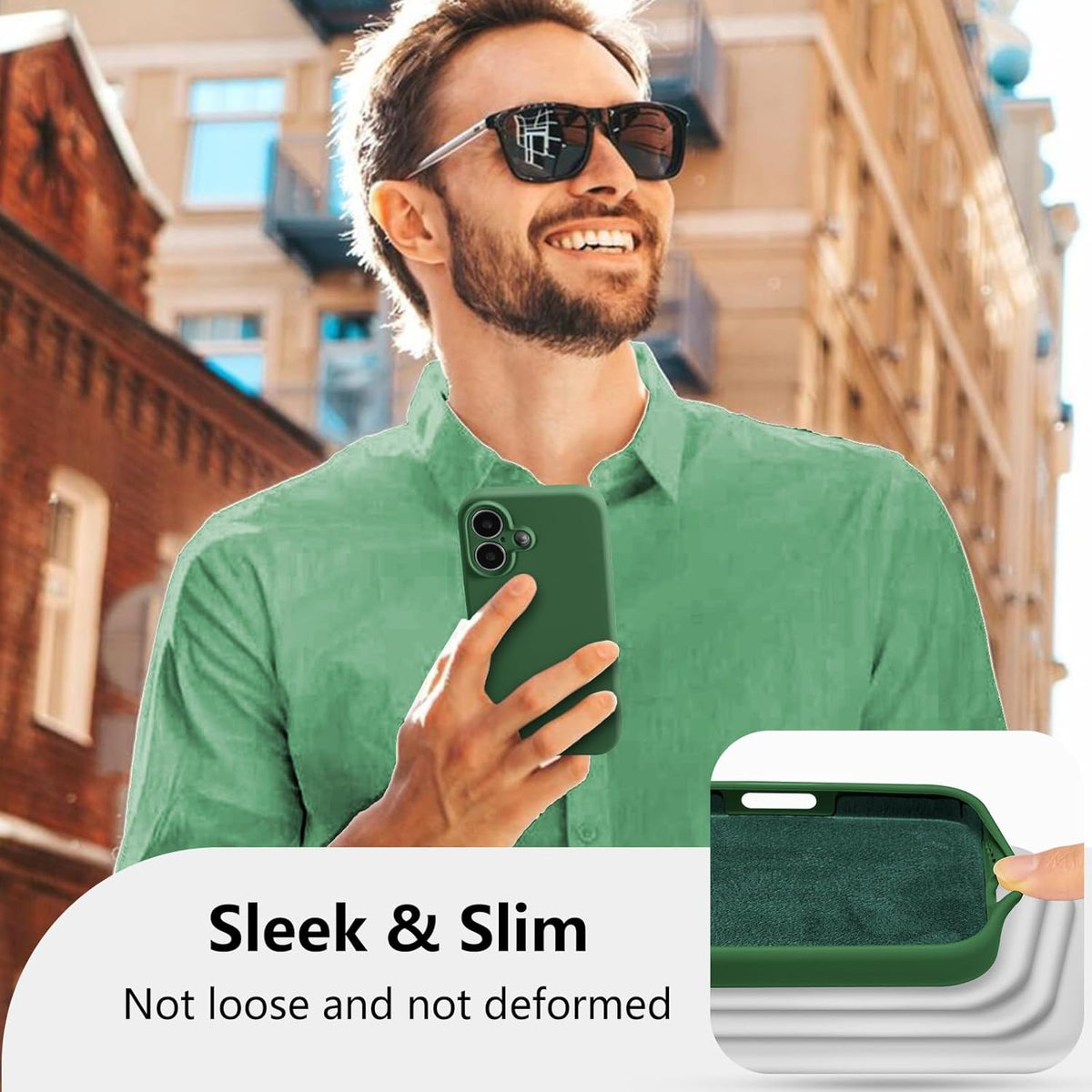 Husa de Protectie, Klevo, pentru iPhone 16, Liquid Silicone, cu Microfibra pe Interior, Protectie Antisoc, Compatibil Incarcare Wireless, Verde