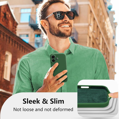 Husa de Protectie, Klevo, pentru iPhone 16, Liquid Silicone, cu Microfibra pe Interior, Protectie Antisoc, Compatibil Incarcare Wireless, Verde
