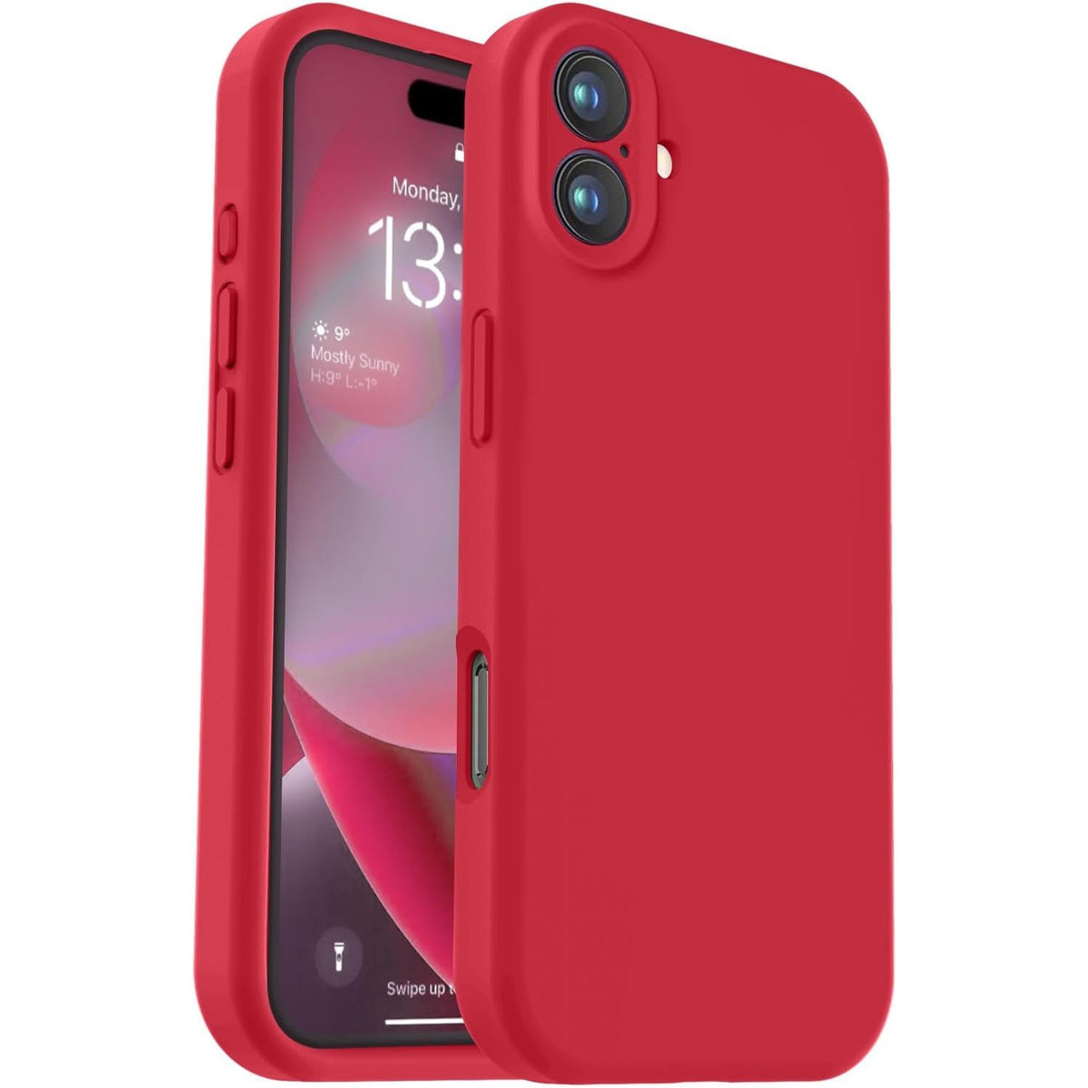 Husa de Protectie, Klevo, pentru iPhone 16, Liquid Silicone, cu Microfibra pe Interior, Protectie Antisoc, Compatibil Incarcare Wireless, Rosu