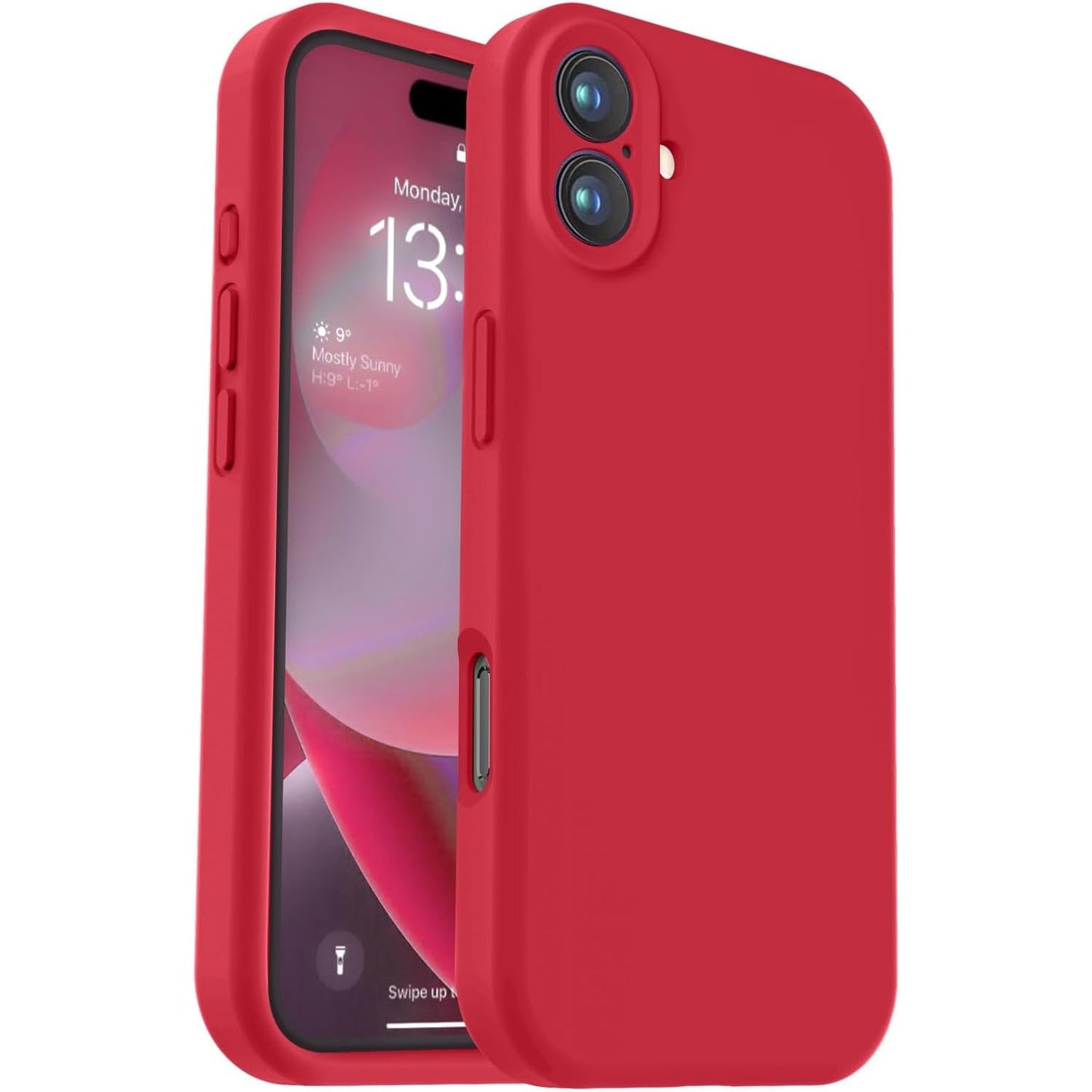 Husa de Protectie, Klevo, pentru iPhone 16 Plus, Liquid Silicone, cu Microfibra pe Interior, Protectie Antisoc, Compatibil Incarcare Wireless, Rosu
