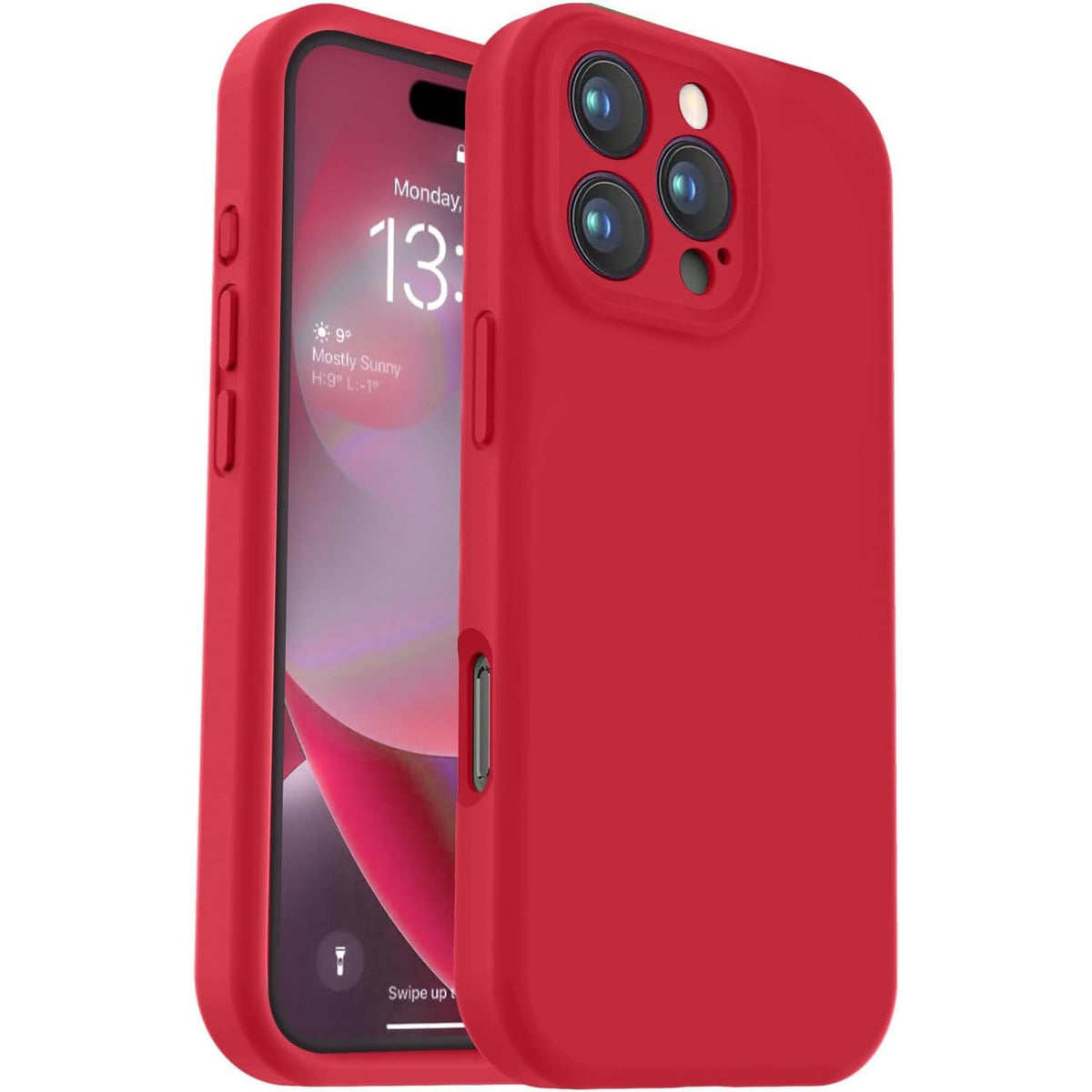 Husa de Protectie, Klevo, pentru iPhone 16 Pro, Liquid Silicone, cu Microfibra pe Interior, Protectie Antisoc, Compatibil Incarcare Wireless, Rosu