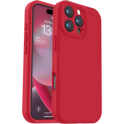 Husa de Protectie, Klevo, pentru iPhone 16 Pro Max, Liquid Silicone, cu Microfibra pe Interior, Protectie Antisoc, Compatibil Incarcare Wireless, Rosu