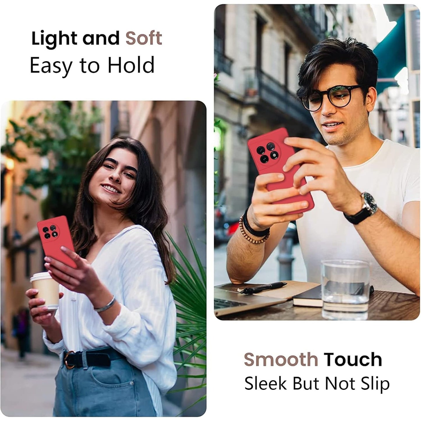 Husa de Protectie, Klevo, pentru OnePlus 11 5G, Liquid Silicone, cu Microfibra pe Interior, Protectie Antisoc, Compatibil Incarcare Wireless, Rosu