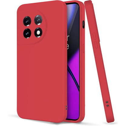 Husa de Protectie, Klevo, pentru OnePlus 11 5G, Liquid Silicone, cu Microfibra pe Interior, Protectie Antisoc, Compatibil Incarcare Wireless, Rosu