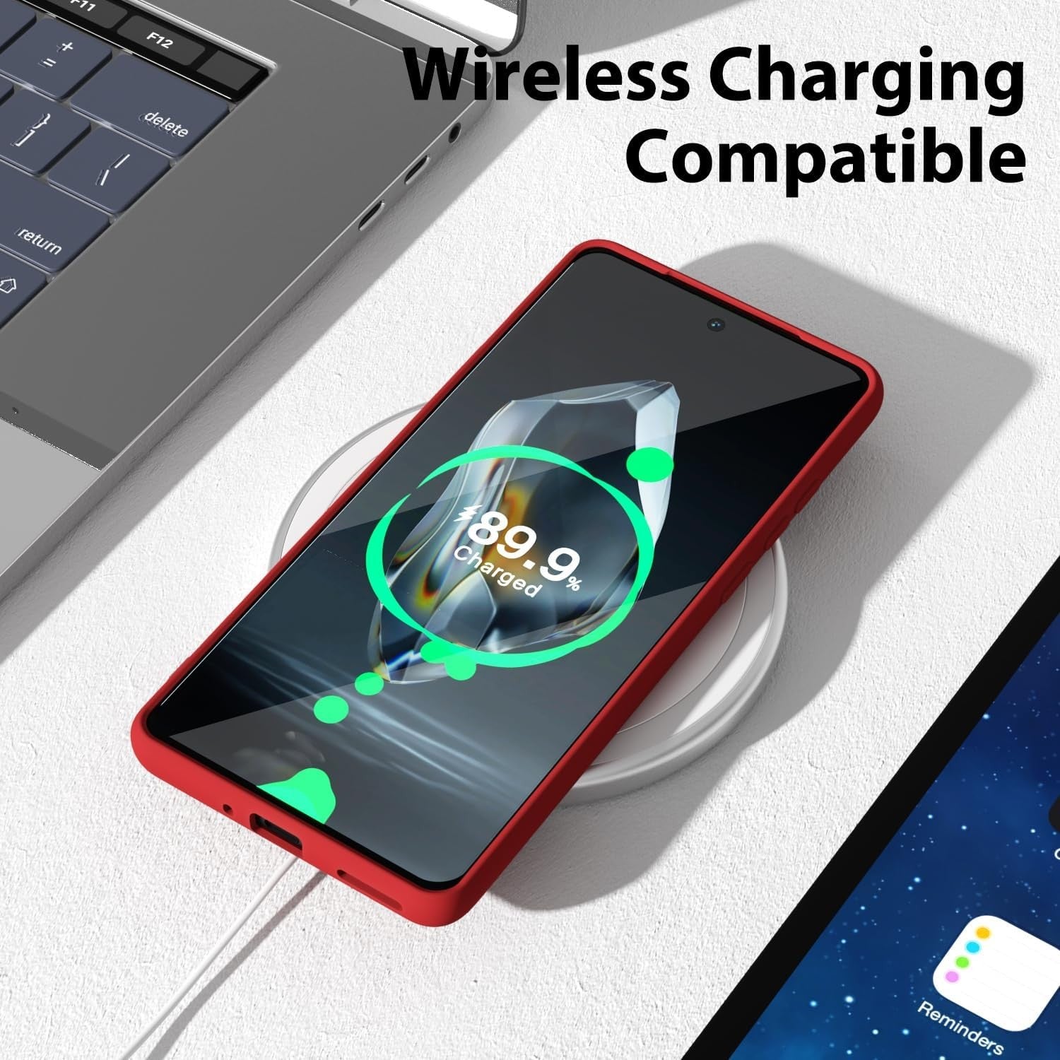Husa de Protectie, Klevo, pentru OnePlus 12 5G, Liquid Silicone, cu Microfibra pe Interior, Protectie Antisoc, Compatibil Incarcare Wireless, Rosu