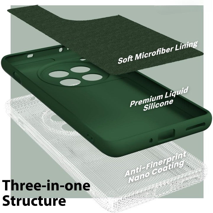 Husa de Protectie, Klevo, pentru OnePlus 12 5G, Liquid Silicone, cu Microfibra pe Interior, Protectie Antisoc, Compatibil Incarcare Wireless, Verde