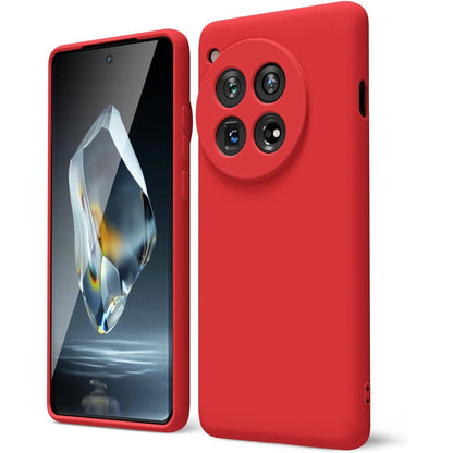 Husa de Protectie, Klevo, pentru OnePlus 12 5G, Liquid Silicone, cu Microfibra pe Interior, Protectie Antisoc, Compatibil Incarcare Wireless, Rosu