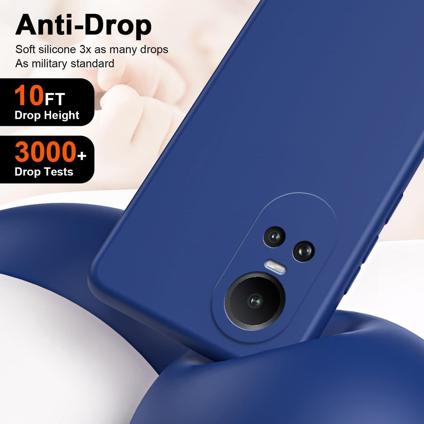 Husa de Protectie, Klevo, pentru Oppo Reno 10 Pro 5G, Liquid Silicone, cu Microfibra pe Interior, Protectie Antisoc, Compatibil Incarcare Wireless, Albastru