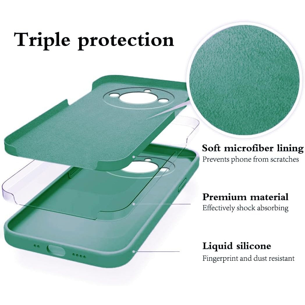 Husa de Protectie, Klevo, pentru Realme 11 Pro Plus, Liquid Silicone, cu Microfibra pe Interior, Protectie Antisoc, Compatibil Incarcare Wireless, Verde