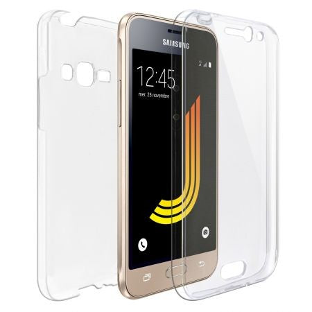 Husa de protectie Klevo® pentru Samsung J1 2016 Full Tpu 360 V2 Transparent cu margini albe