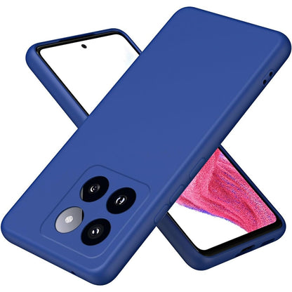 Husa de Protectie, Klevo, pentru Xiaomi 14, Liquid Silicone, cu Microfibra pe Interior, Protectie Antisoc, Compatibil Incarcare Wireless, Albastru