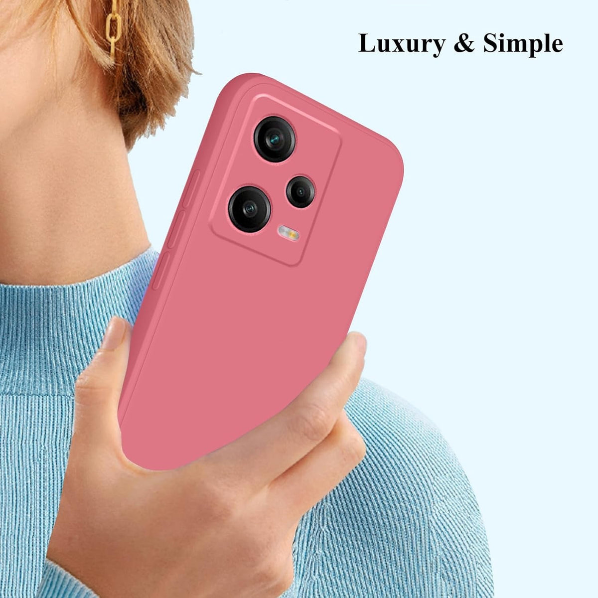 Husa de Protectie, Klevo, pentru Xiaomi Redmi Note 12 Pro 5G, Liquid Silicone, cu Microfibra pe Interior, Protectie Antisoc, Compatibil Incarcare Wireless, Rosu Camellia