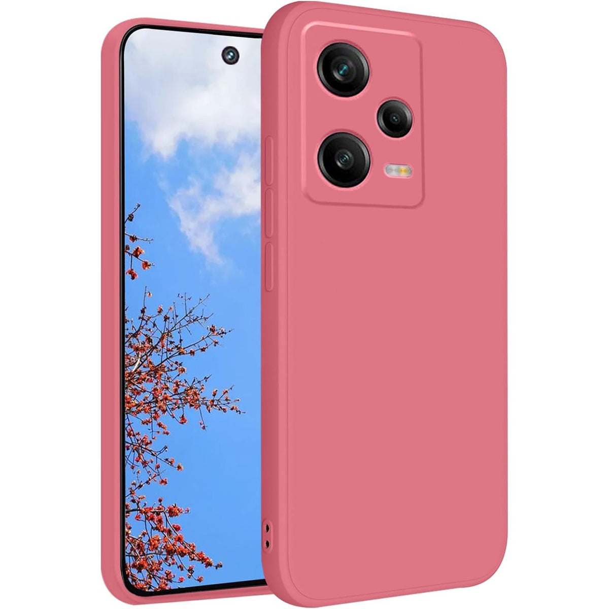 Husa de Protectie, Klevo, pentru Xiaomi Redmi Note 12 Pro 5G, Liquid Silicone, cu Microfibra pe Interior, Protectie Antisoc, Compatibil Incarcare Wireless, Rosu Camellia