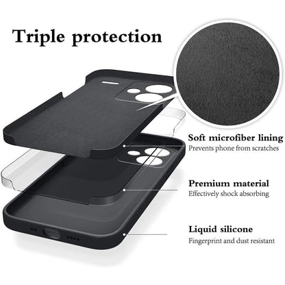 Husa de Protectie, Klevo, pentru Xiaomi Redmi Note 13 Pro Plus 5G, Liquid Silicone, cu Microfibra pe Interior, Protectie Antisoc, Compatibil Incarcare Wireless, Negru