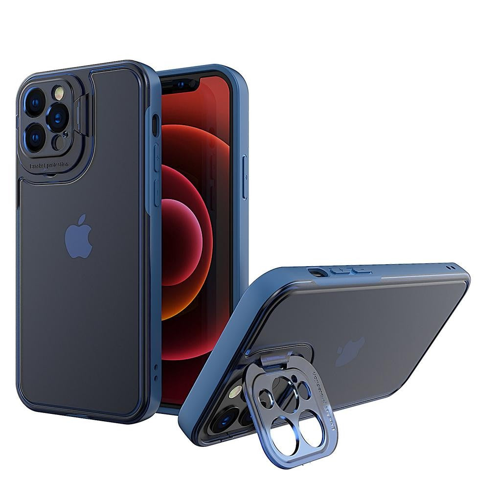 Husa de protectie pentru Apple iPhone 14, Klevo, Bracket series cu suport si protectie pentru camera, Albastru