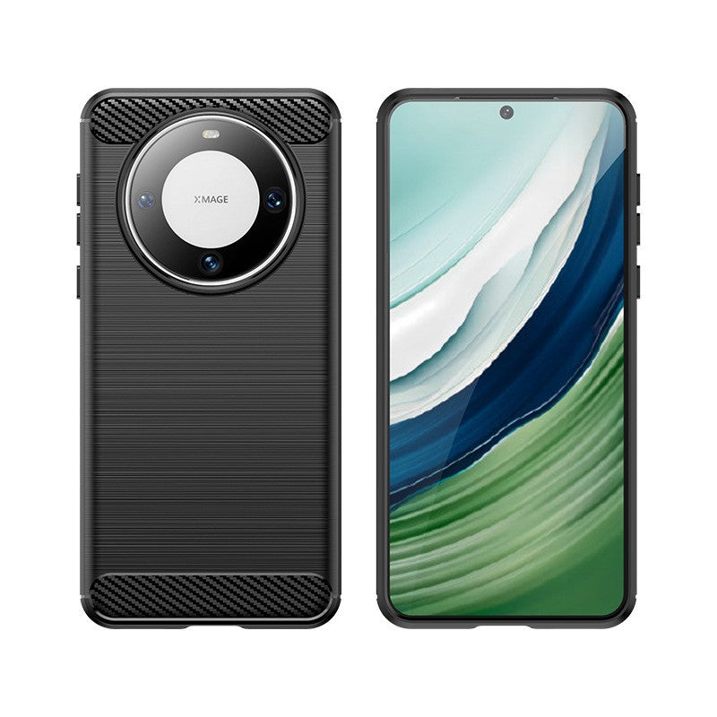 Husa de Protectie pentru Huawei Mate 60 Pro, Klevo, Protectie 360, din TPU cu element de Carbon, Anti Alunecare, 1.8 mm, Negru