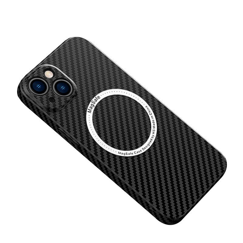 Husa de protectie pentru iPhone 14 Plus, Klevo, Magnetica, MagSafe, Carbon Fiber Protectie Antisoc, Negru