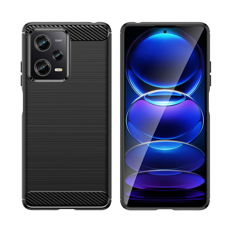 Husa de Protectie pentru Xiaomi Redmi 12 Pro, Klevo, Protectie 360, din TPU cu element de Carbon, Anti Alunecare, 1.8 mm, Negru