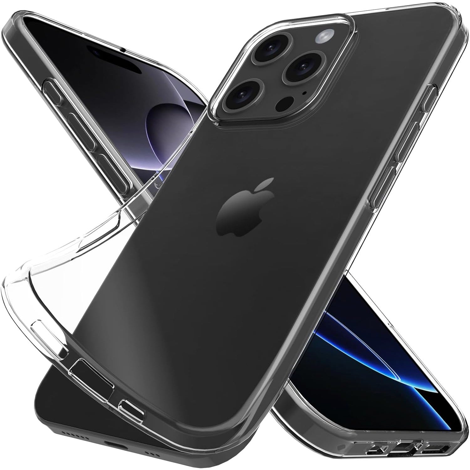 Husa de Protectie din Silicon, pentru Apple iPhone 16 Pro Max, PC, Antisoc, Rezistenta la Impact, Transparenta