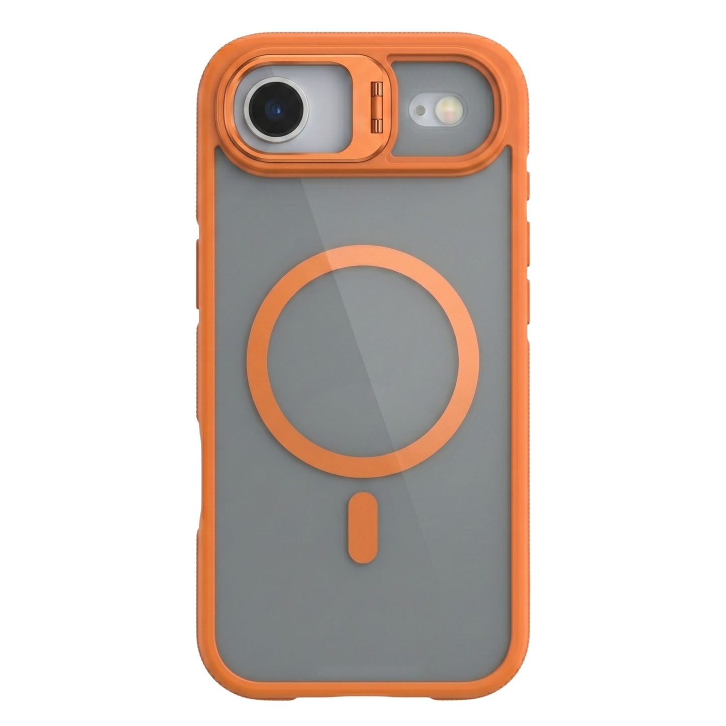 Husa de Protectie Telefon, Klevo, Compatibila cu iPhone 17 Air, MagSafe, Acrylic, Suport Metalic Protectie Camera, Anti-Soc, Portocaliu