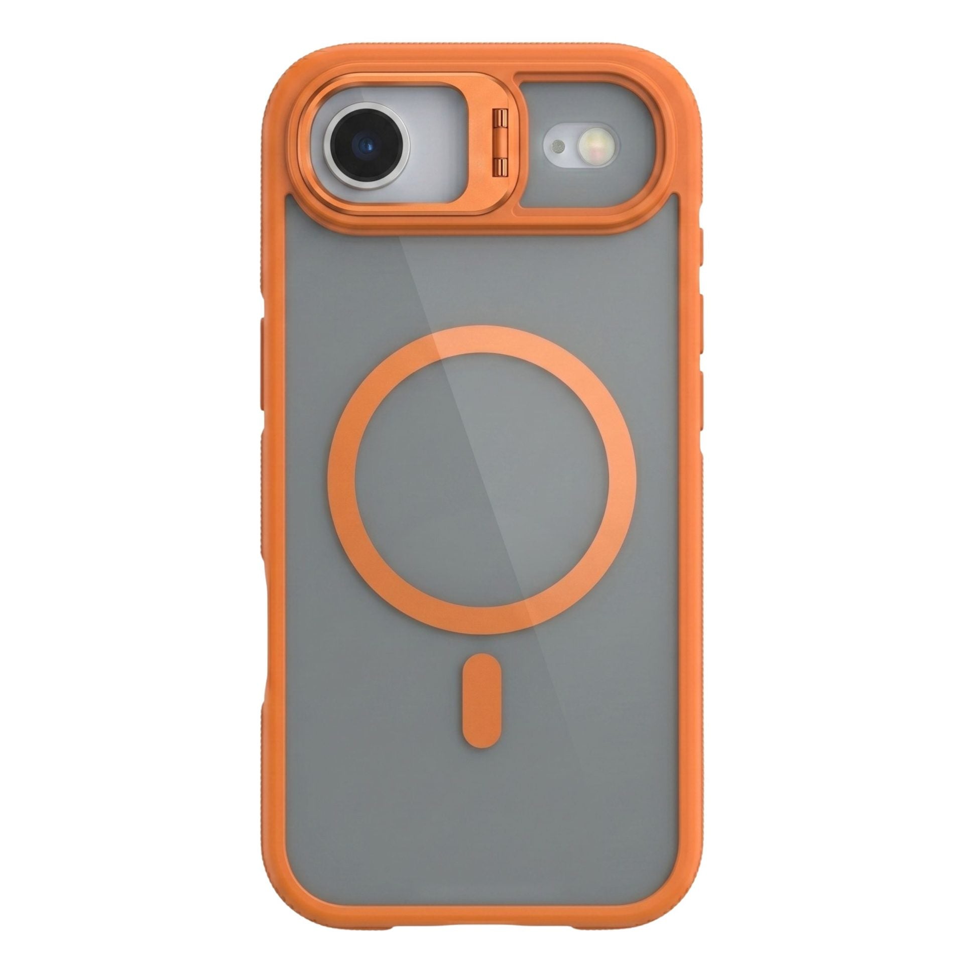 Husa de Protectie Telefon, Klevo, Compatibila cu iPhone 17 Air, MagSafe, Acrylic, Suport Metalic Protectie Camera, Anti-Soc, Portocaliu