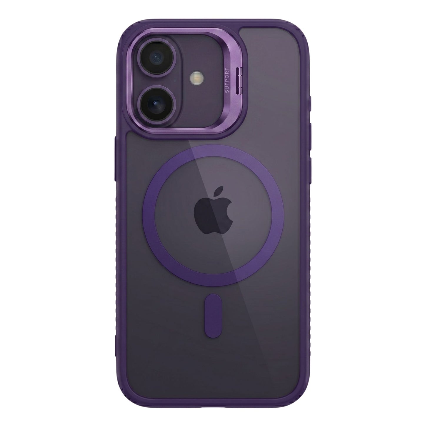 Husa de Protectie Telefon, Klevo, Compatibila cu iPhone 17, MagSafe, Acrylic, Suport Metalic Protectie Camera, Anti-Soc, Mov Inchis