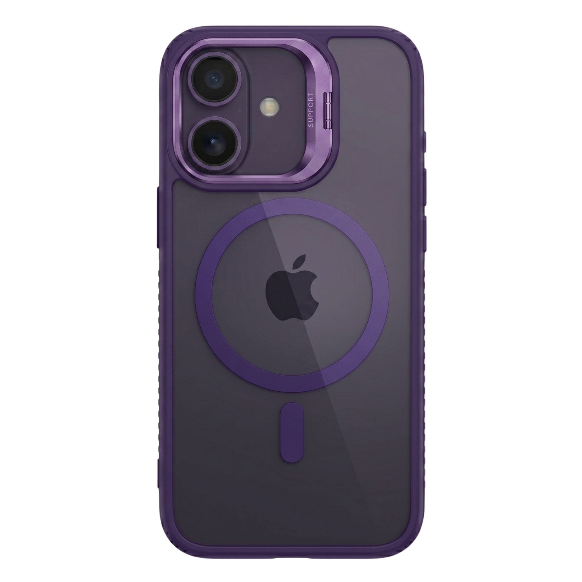 Husa de Protectie Telefon, Klevo, Compatibila cu iPhone 17, MagSafe, Acrylic, Suport Metalic Protectie Camera, Anti-Soc, Mov Inchis