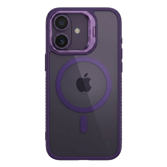 Husa de Protectie Telefon, Klevo, Compatibila cu iPhone 17, MagSafe, Acrylic, Suport Metalic Protectie Camera, Anti-Soc, Mov Inchis