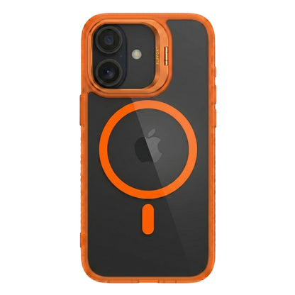 Husa de Protectie Telefon, Klevo, Compatibila cu iPhone 17, MagSafe, Acrylic, Suport Metalic Protectie Camera, Anti-Soc, Portocaliu
