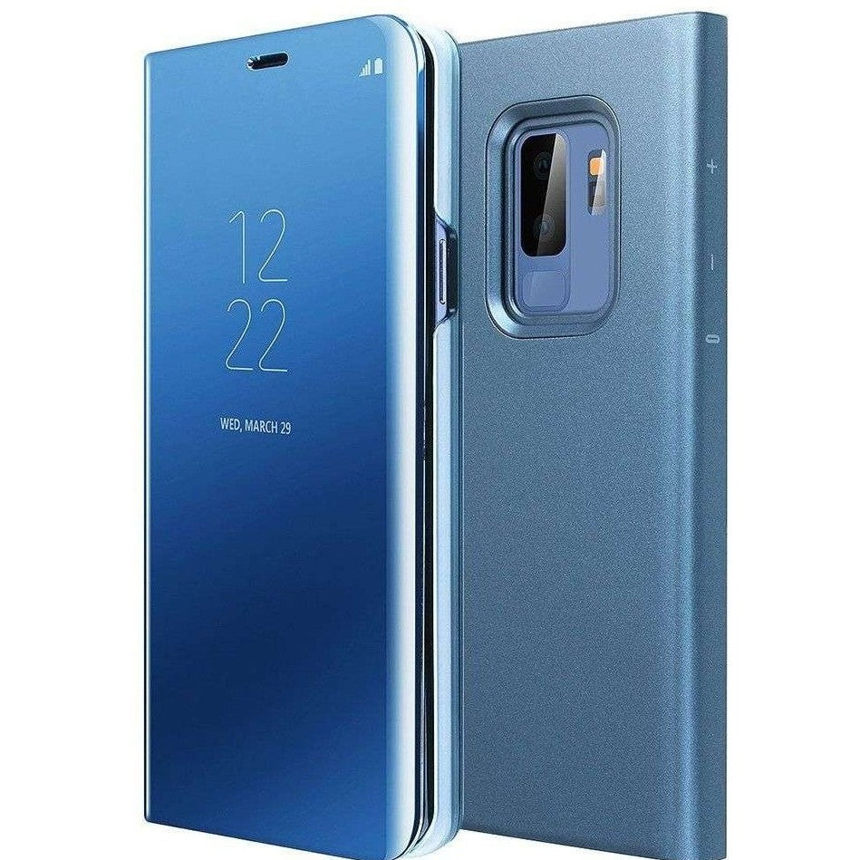 Husa de Protectie Tip Carte, Klevo, pentru Samsung Galaxy S10, Flip Cover Oglinda, din Piele Ecologica si PC, Albastră