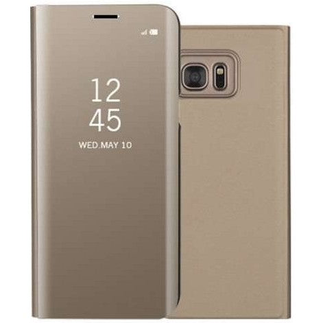 Husa de Protectie Tip Carte, Klevo, pentru Xiaomi Redmi 9, Flip Cover Oglinda, din Piele Ecologica si PC, Aurie
