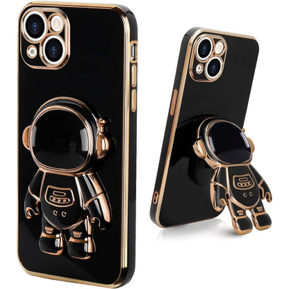 Husa de Protectie TPU 2in1, Klevo, pentru Apple iPhone 14, Astronaut cu Suport, Antisoc, Rezistenta la Impact, Protectie Camera, Negru