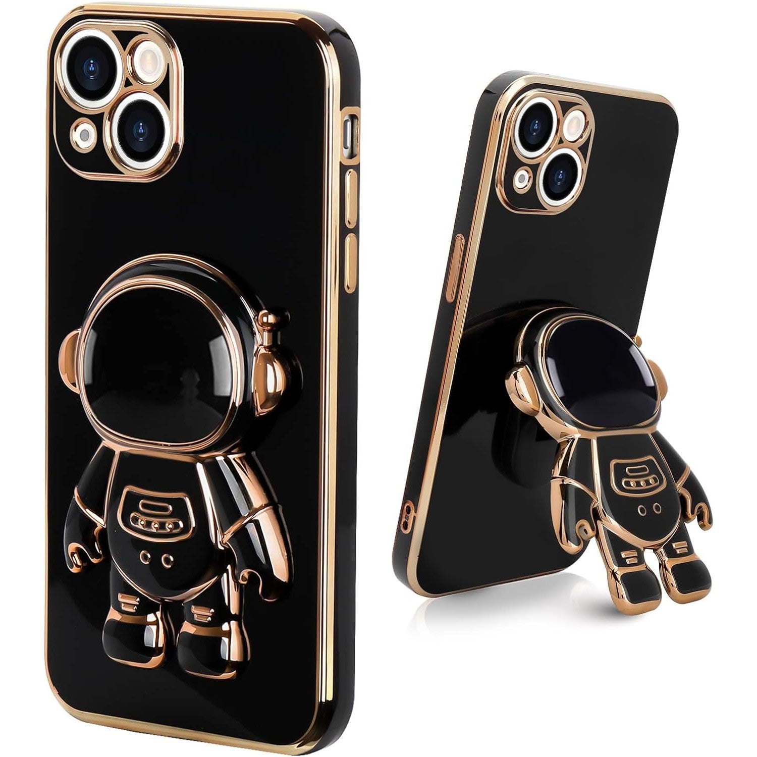 Husa de Protectie TPU 2in1, Klevo, pentru Apple iPhone 14 Plus, Astronaut cu Suport, Antisoc, Rezistenta la Impact, Protectie Camera, Negru