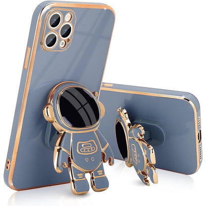 Husa de Protectie TPU 2in1, Klevo, pentru Apple iPhone 14 Pro, Astronaut cu Suport, Antisoc, Rezistenta la Impact, Protectie Camera, Albastru
