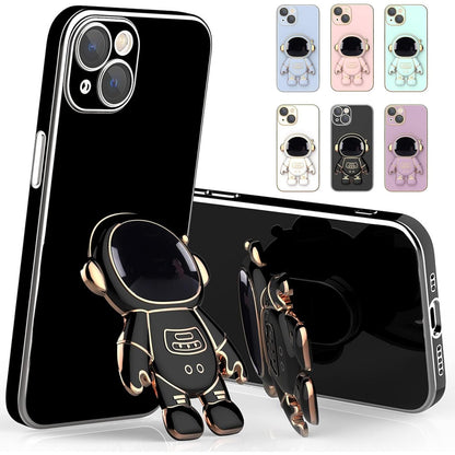 Husa de Protectie TPU 2in1, Klevo, pentru Apple iPhone 15 Plus, Astronaut cu Suport, Antisoc, Rezistenta la Impact, Protectie Camera, Negru