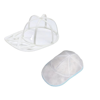 Husa de Spalare Sapca, Klevo, pentru Masina de Spalat, din Poliester, Circumferinta 53 cm, cu Fermoar, cu Suport Sapca, Alb/Albastru