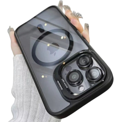 Husa de Protectie Telefon, Klevo, Compatibila cu iPhone 17 Pro , MagSafe, Acrylic, Suport Metalic Protectie Camera, Anti-Soc, Transparent/Negru